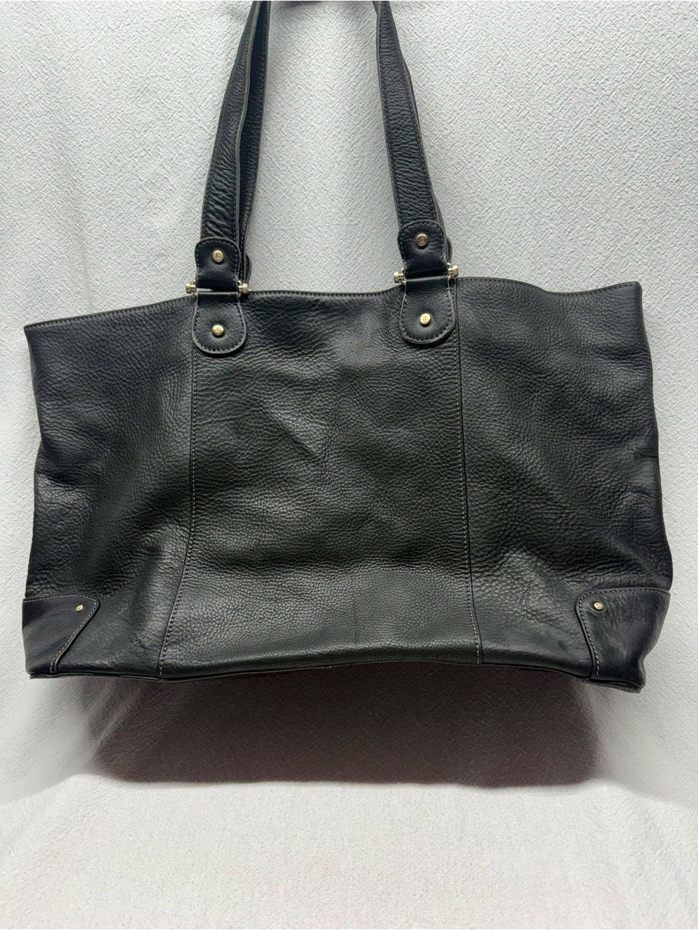 Timeless Black Leather Tote Hobo Bag Satchel Purse Classic Faux Suede Lining Mod - Picture 5 of 9